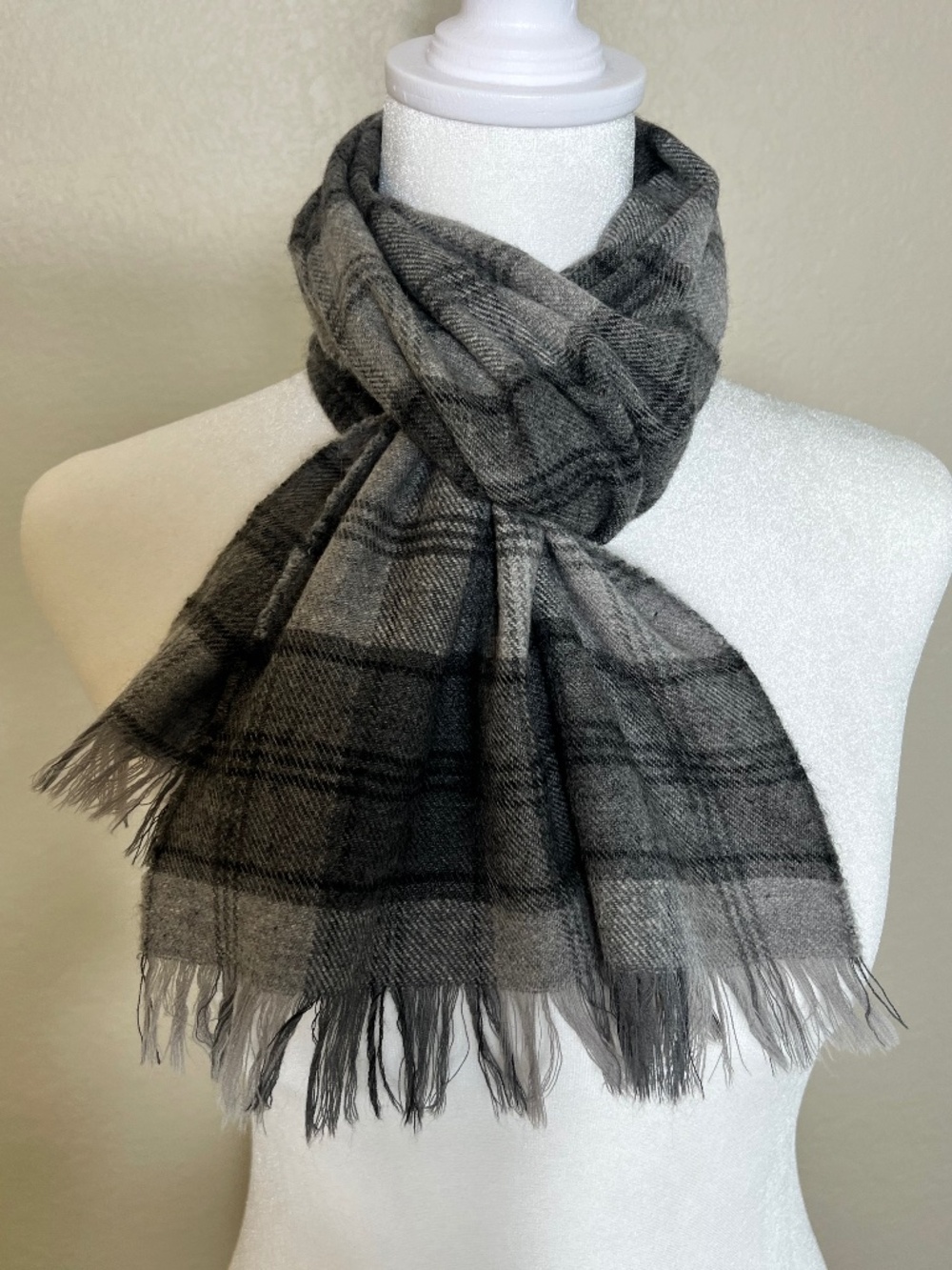 Vintage Blackcock Cashmere Wool Blend Plaid Scarf Made in Scotland
